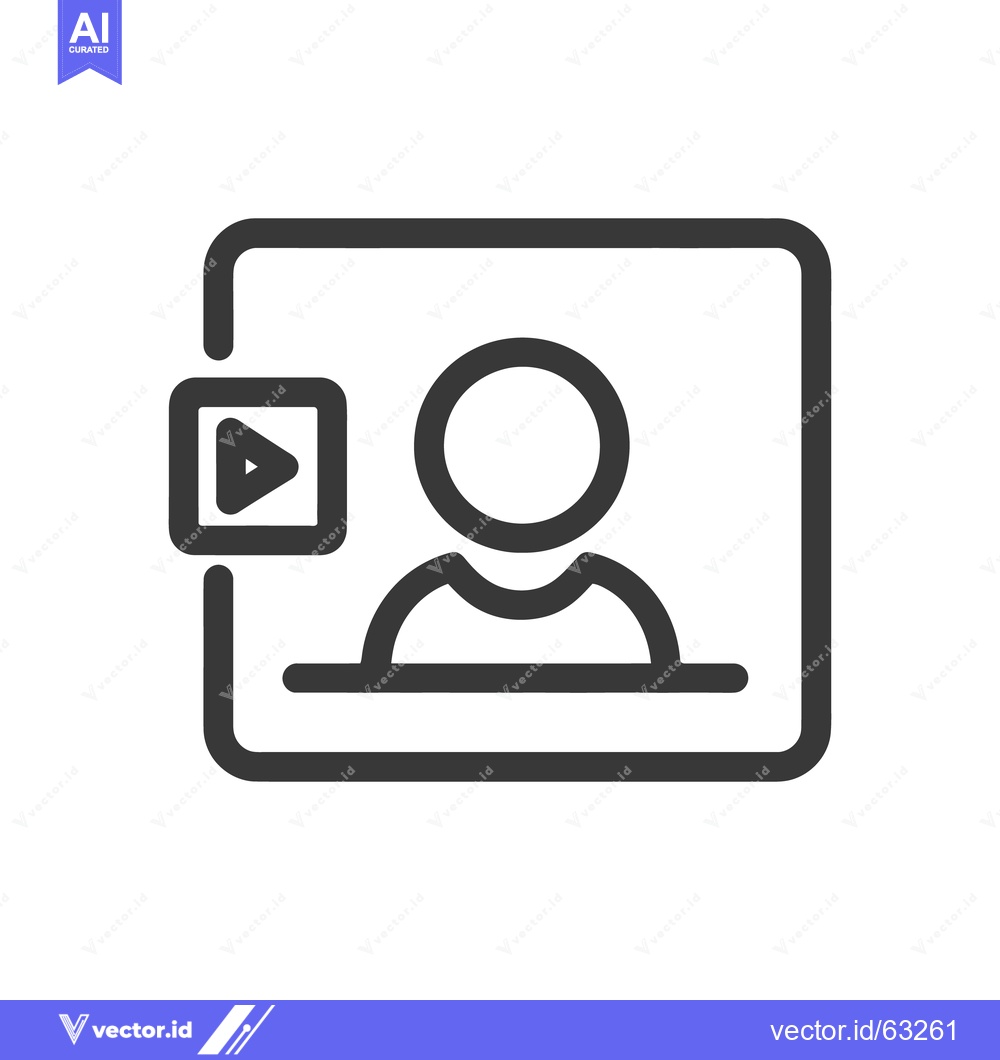 Premium Vector dari Video Profile Icon: Minimalist Design with Play Button, Dark Gray on W