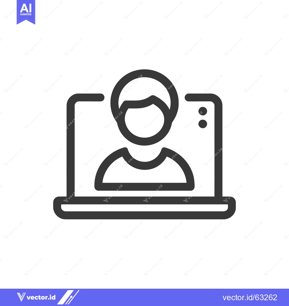 Premium Vector dari Minimalist Icon: Person on Laptop Screen, Online Communication Symbol