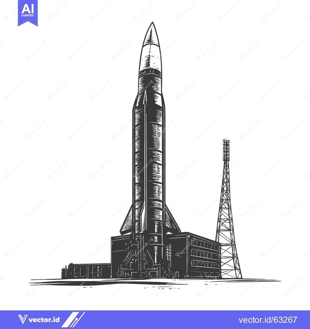 Premium Vector dari Large rocket ready to launch from a launchpad building structure