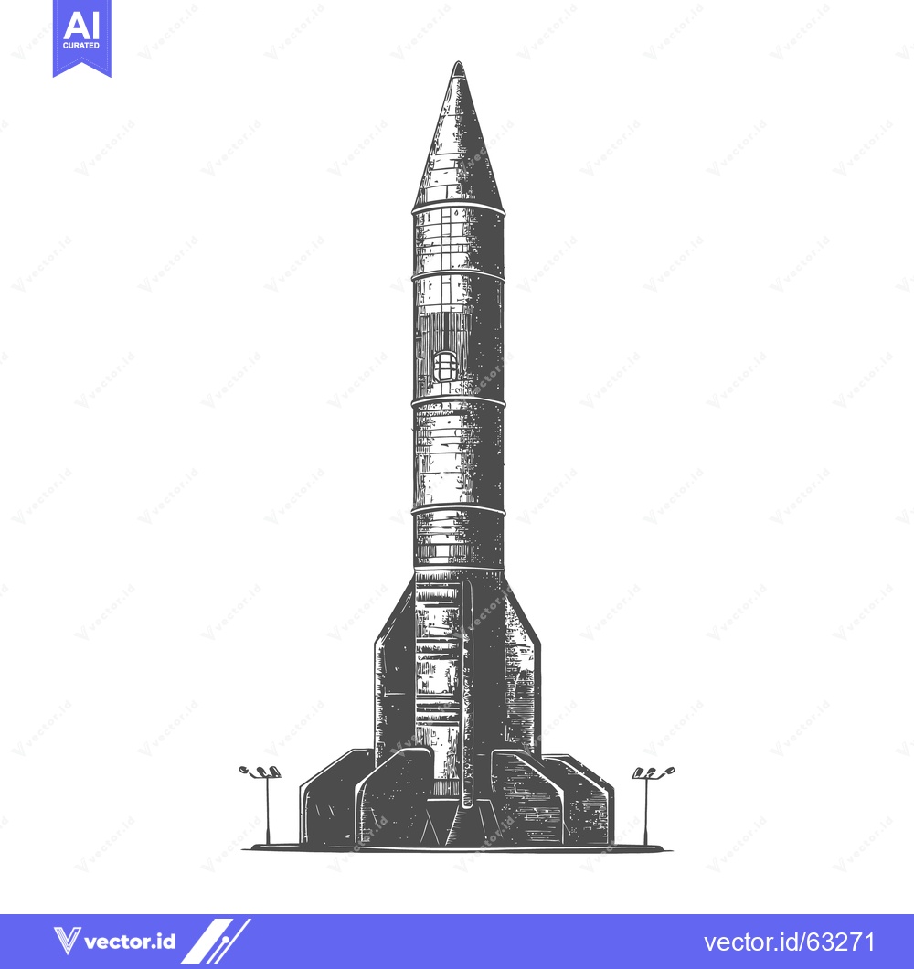 Premium Vector of An illustrated drawing depicting a tall missile ready for launch