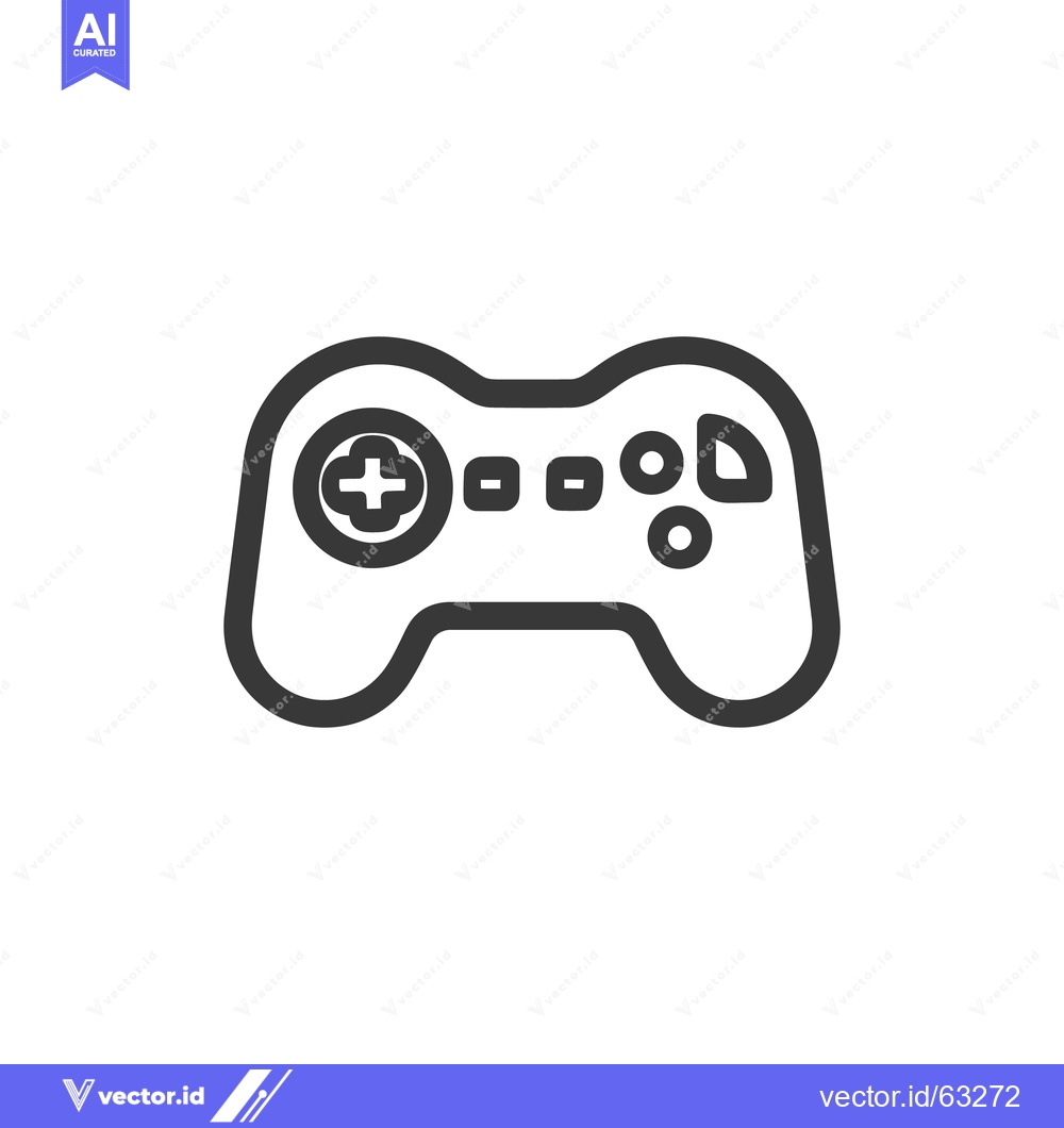 Premium Vector dari Minimalist Game Controller Icon: Black Outline on White Background