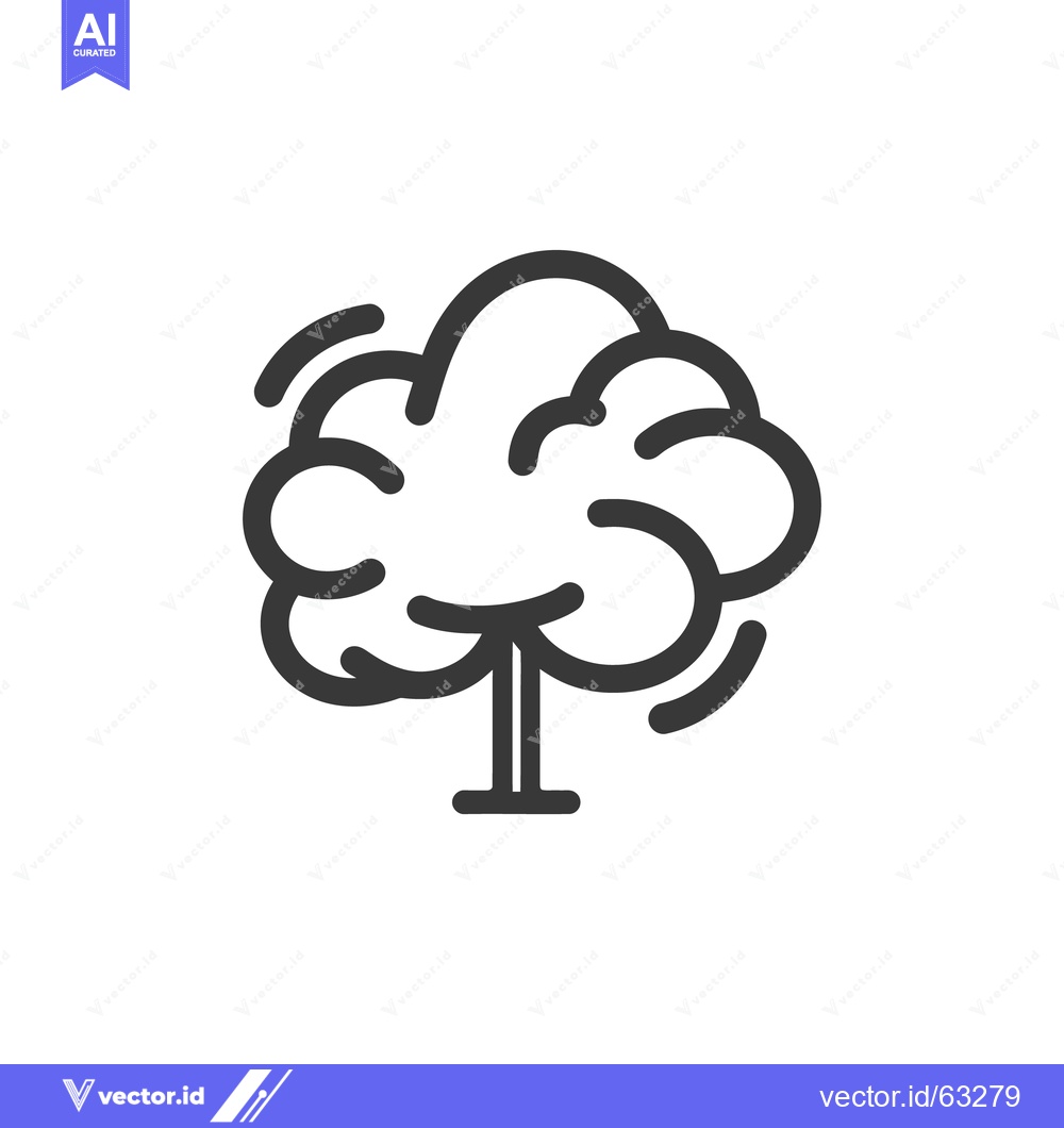 Premium Vector dari Minimalist Tree Icon with Rounded Crown and Bold Outline on White