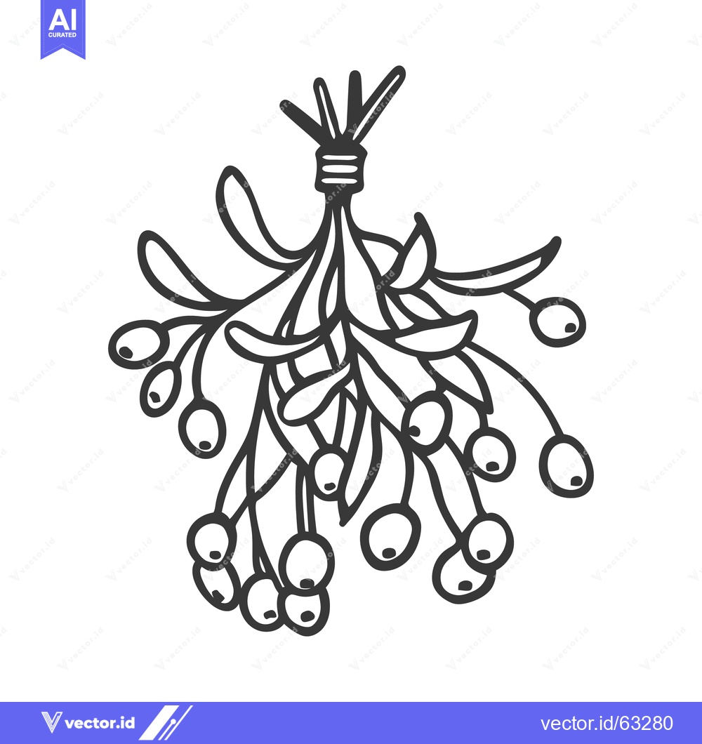 Premium Vector dari A detailed black and white illustration of hanging mistletoe