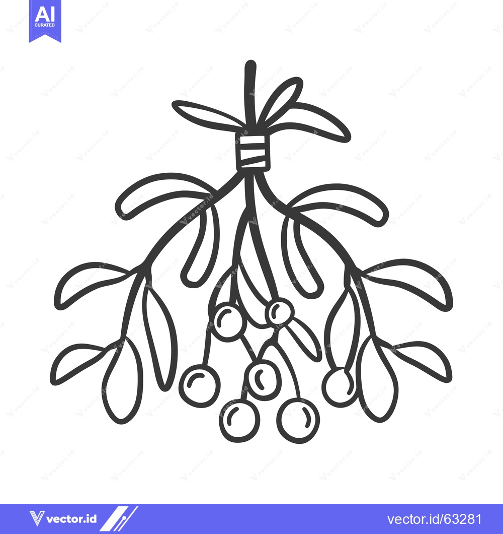Premium Vector dari A simple black and white illustration of mistletoe plant