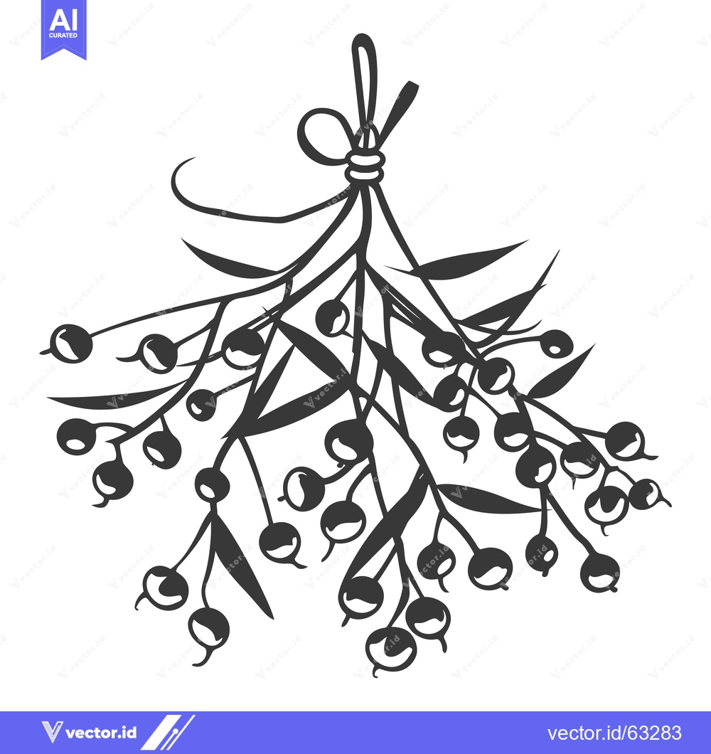 Premium Vector of A black and white artistic depiction of berries and leaves