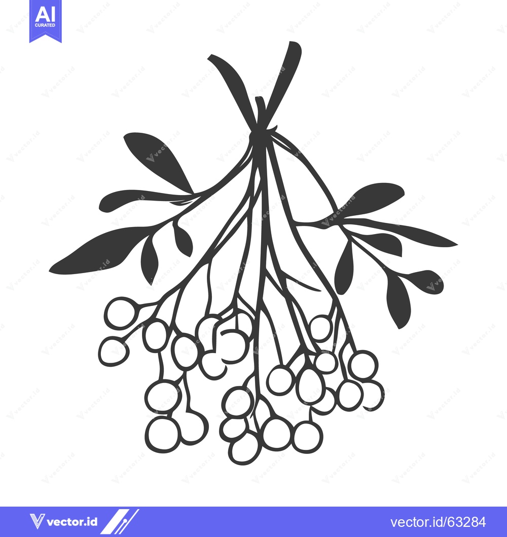 Premium Vector dari An artistic drawing of a bunch of leafy berries displayed