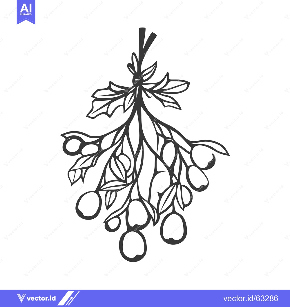 Premium Vector dari A simple drawing of hanging branches with leaves and fruits