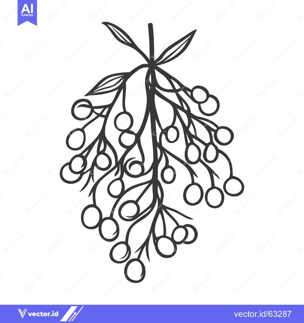 Premium Vector of An artistic illustration depicts a cluster of berries on branches