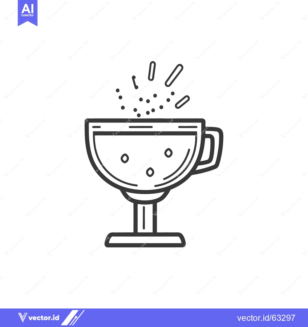 Premium Vector dari A line drawing illustration of a stemmed cup with bubbles