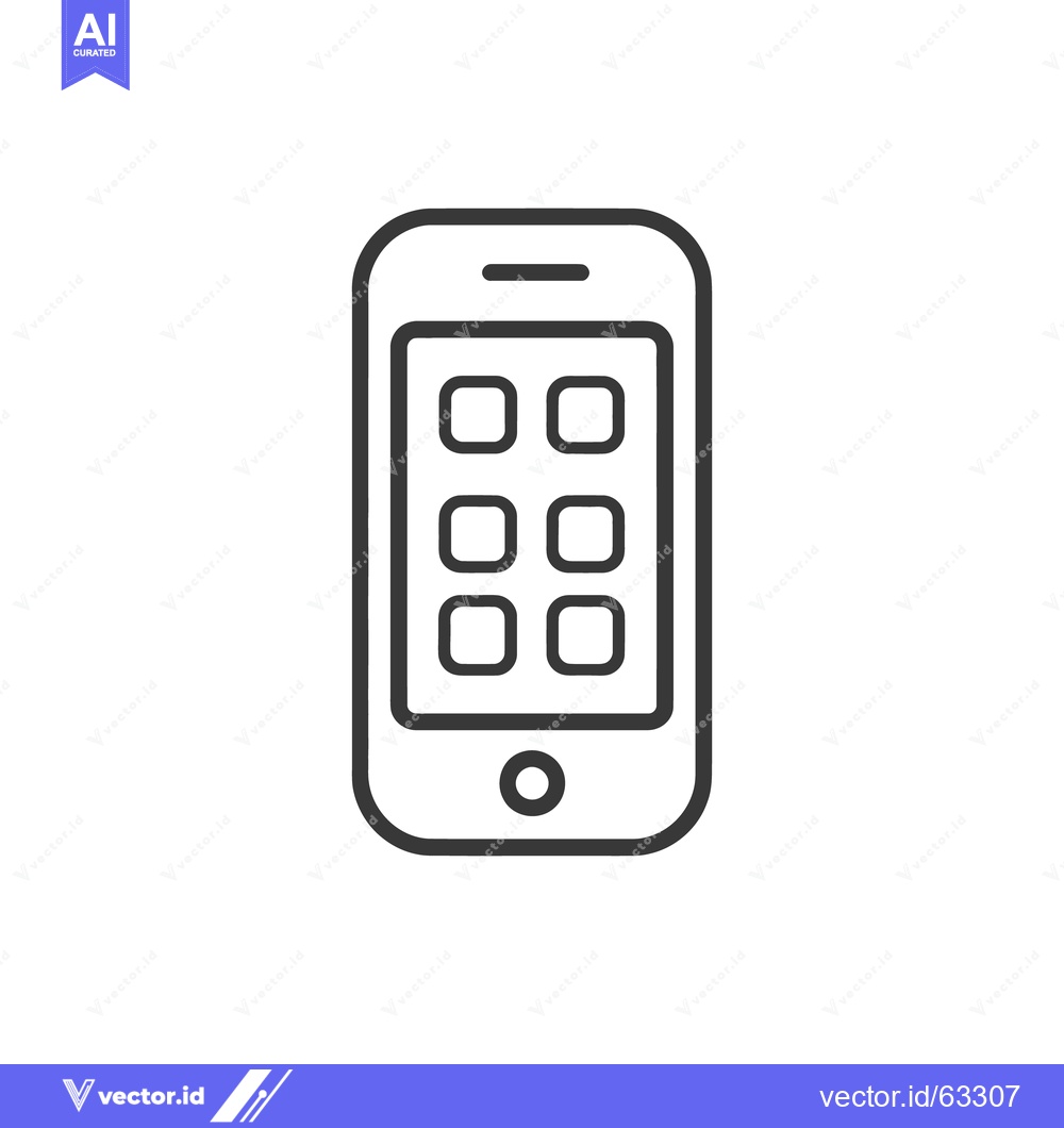 Premium Vector of Minimalist Smartphone Icon: Clean Line Art Design on White Background
