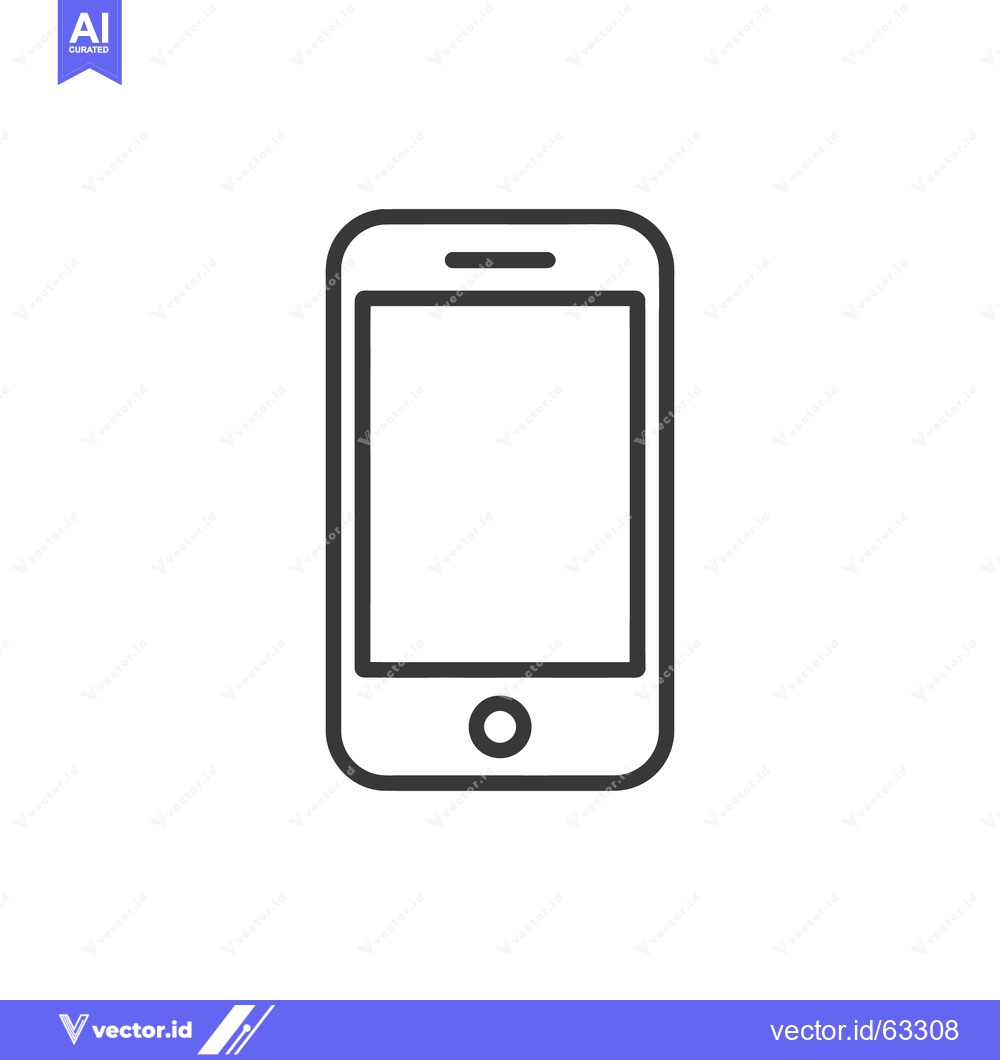Premium Vector of Minimalist Smartphone Icon: Clean Line Art on White Background