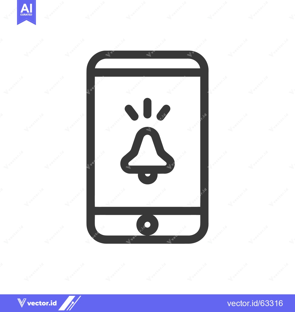 Premium Vector of Notification Bell Icon on Smartphone Screen, Minimalist Design
