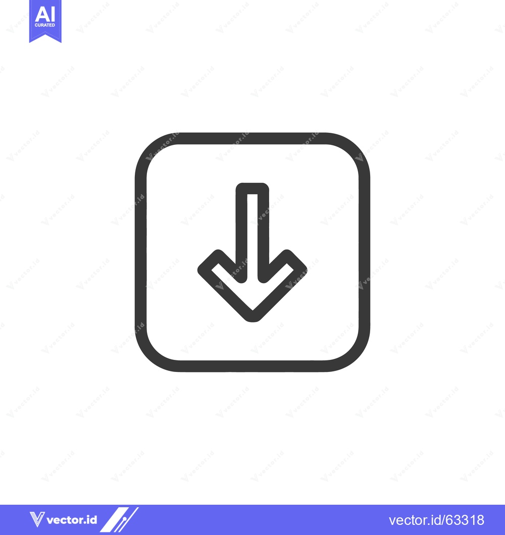 Premium Vector of Simple Download Icon: Arrow in Rounded Square, Minimalist Design
