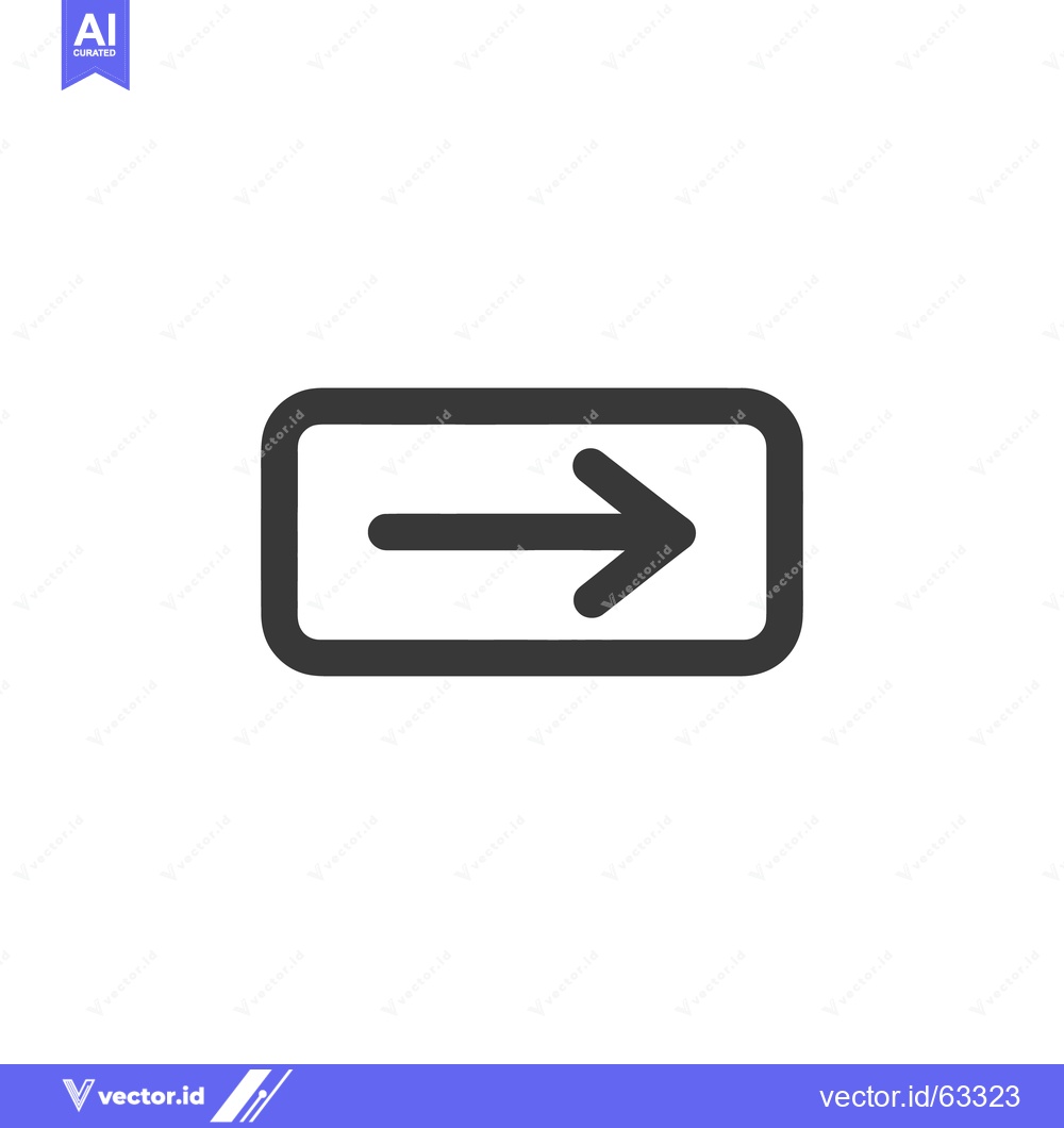 Premium Vector dari Sleek Right Arrow Icon in Rounded Rectangle, Minimalist Design on Whit