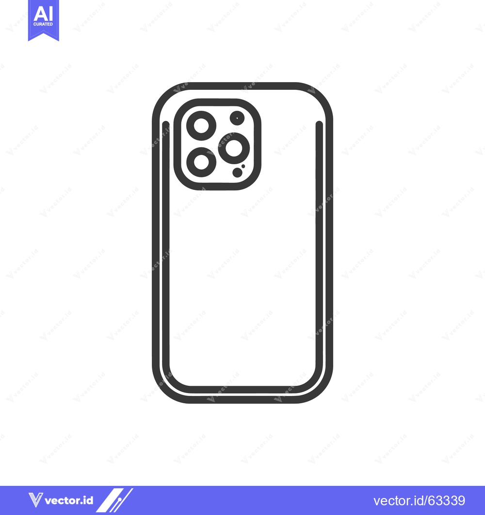 Premium Vector of Modern Smartphone Outline Icon with Camera Array Detail, Minimalist De