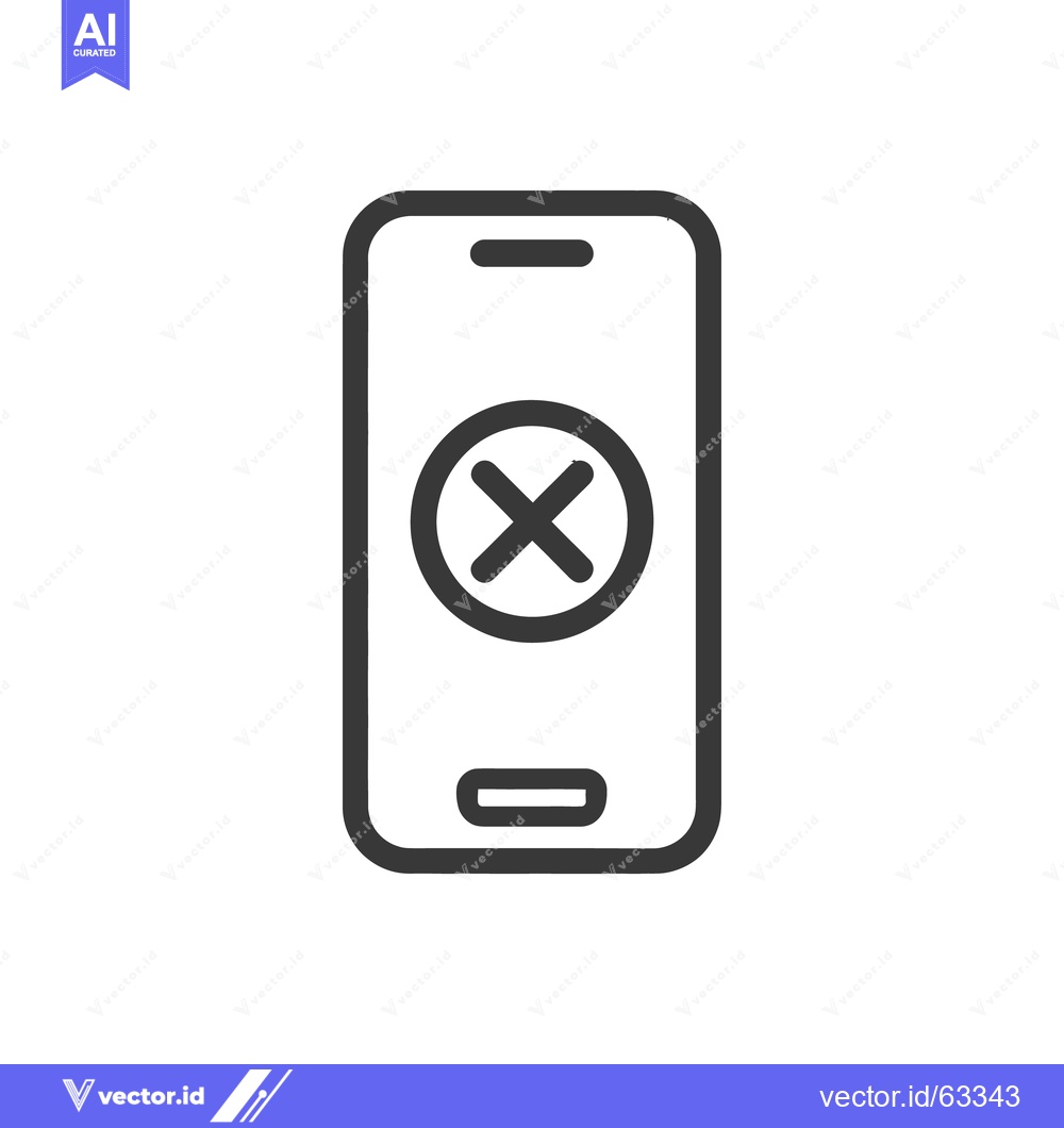 Premium Vector of Smartphone with Error: Simple Black and White Icon Design