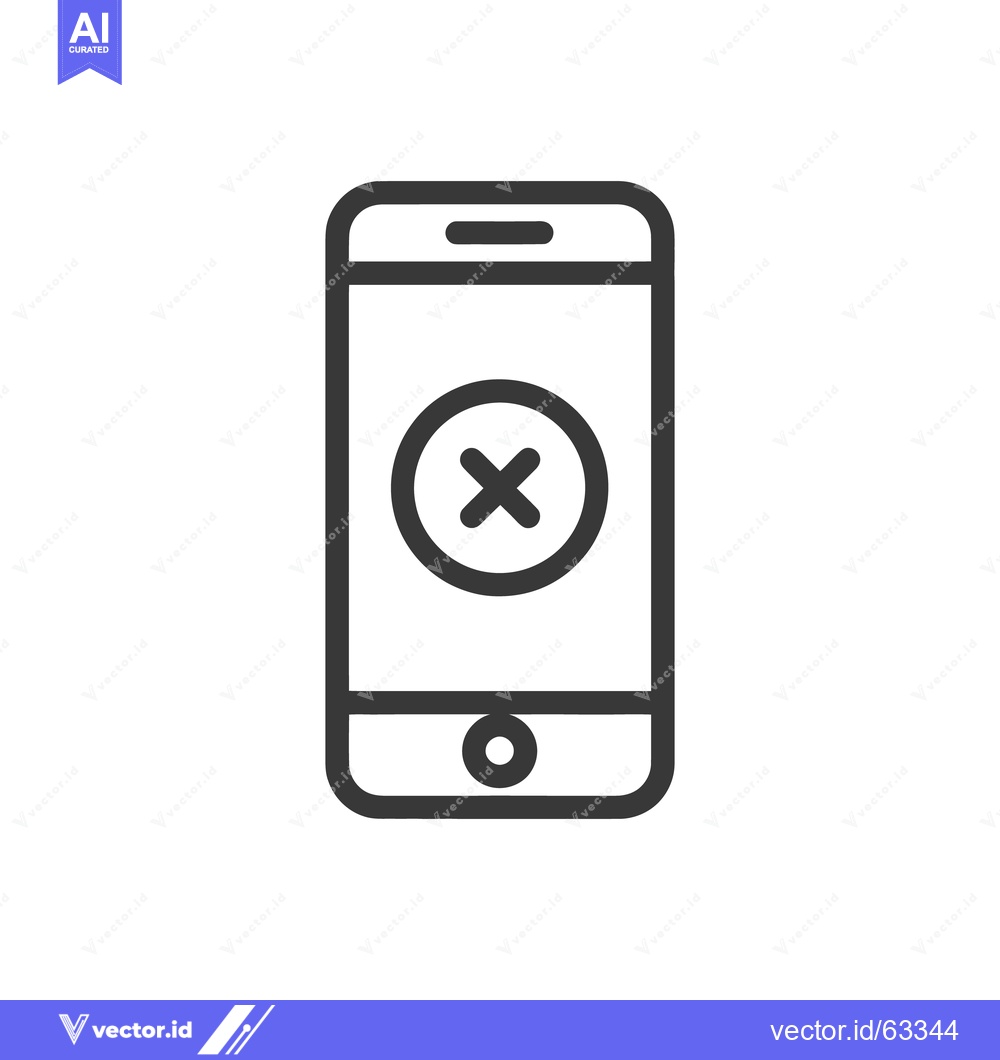 Premium Vector of Mobile Phone with Cross Icon: Cancel, Error, or Delete Symbol