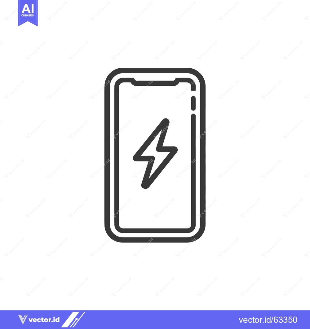 Premium Vector dari Minimalist Phone Charging Icon: Bold Outline, Lightning Bolt Symbol, C