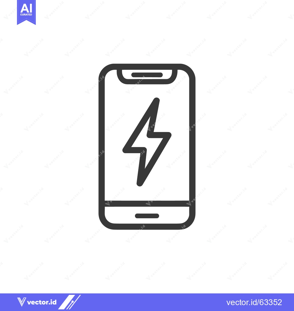 Premium Vector dari Smartphone Charging Icon: Lightning Bolt on Screen, Minimalist Design