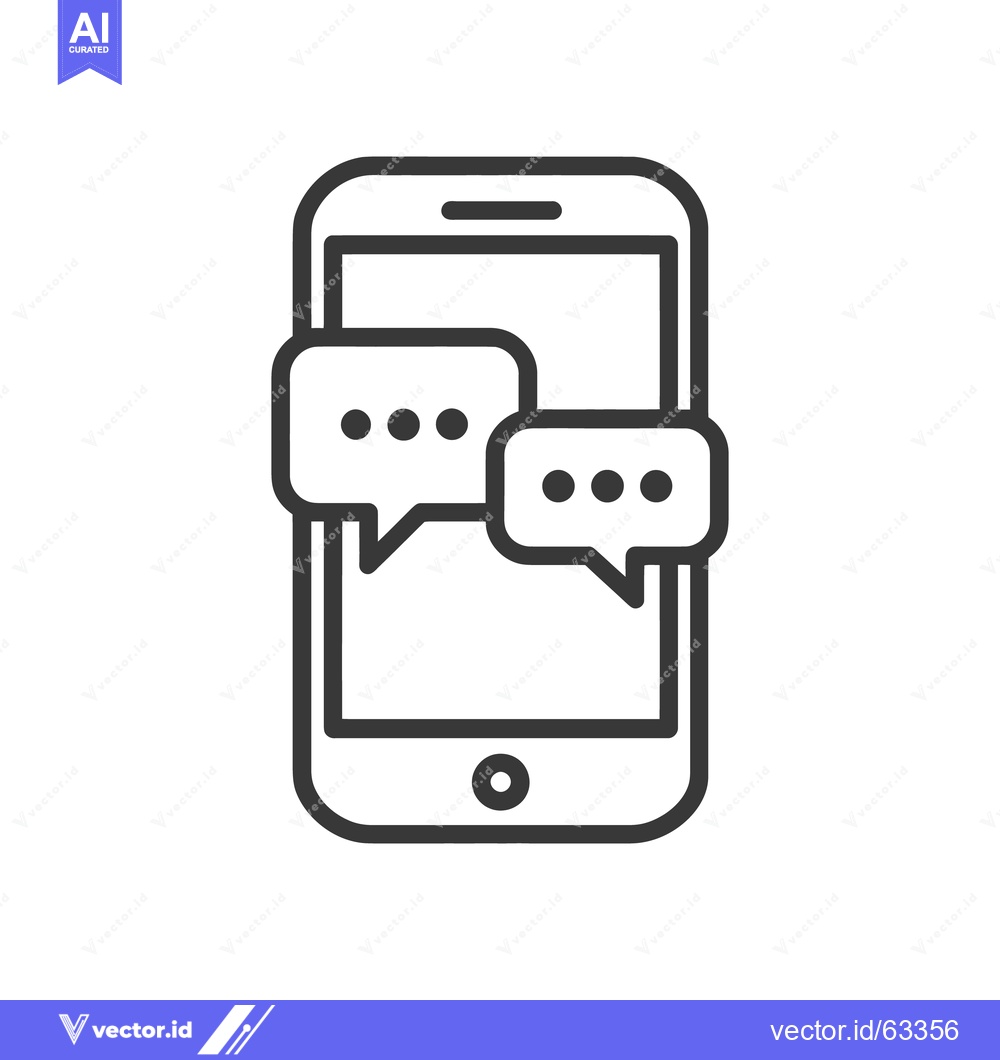 Premium Vector dari Smartphone with Speech Bubbles: Communication Icon in Black and White