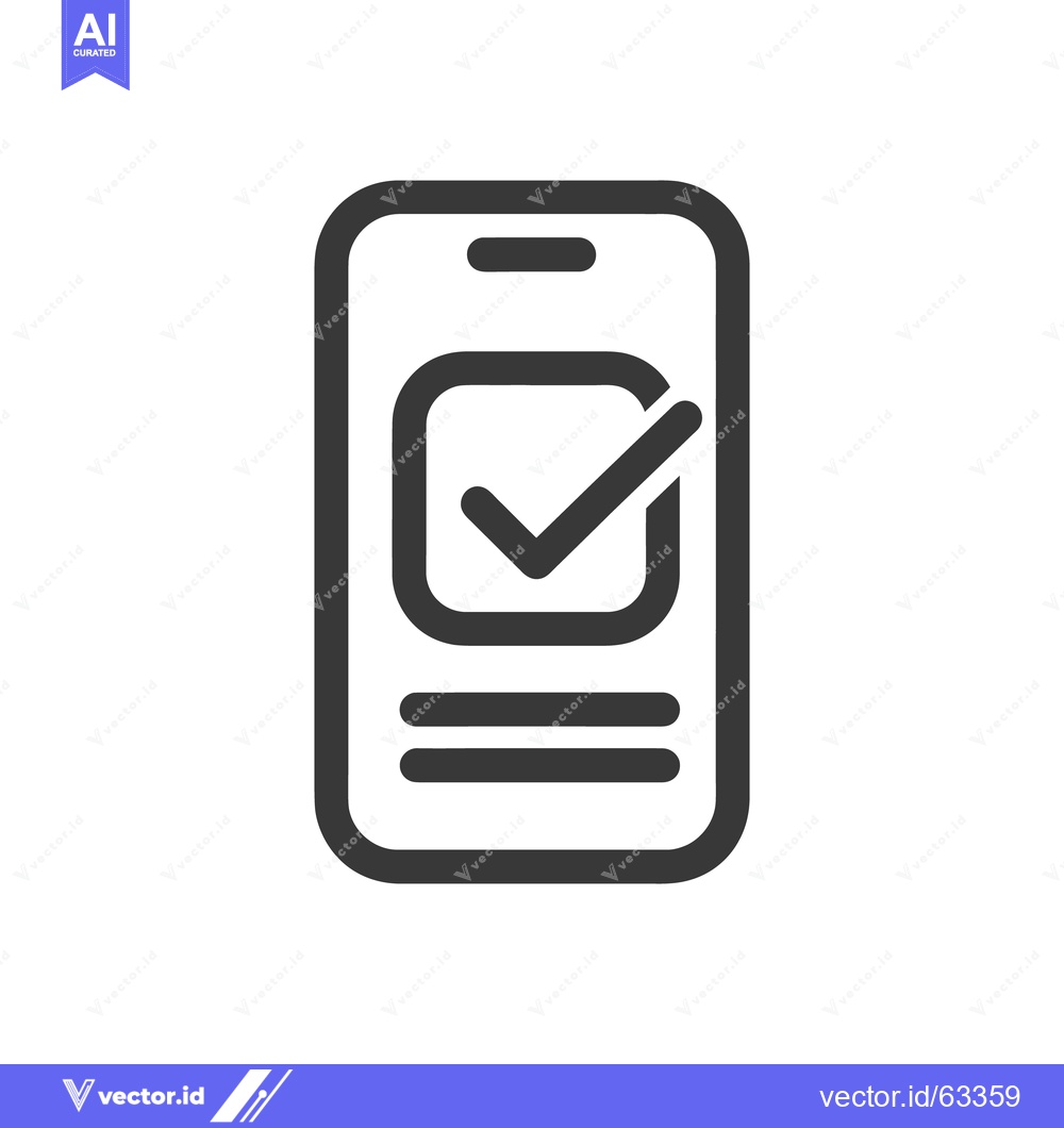 Premium Vector dari Smartphone with Check Mark Icon: Digital Confirmation Symbol, Dark Gra