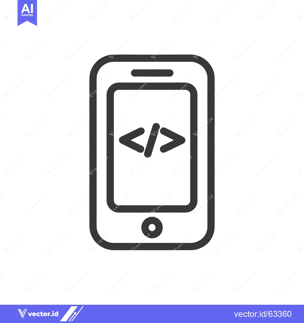 Premium Vector of Mobile App Development Icon: Smartphone with Code Symbol, Minimalist D