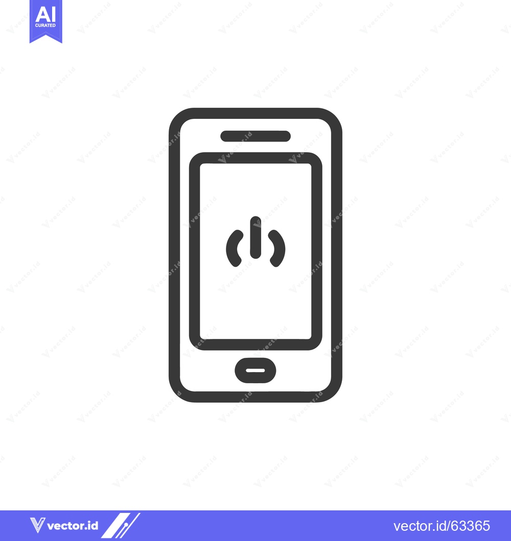 Premium Vector of Minimalist Smartphone Icon with Power Symbol on Screen, Outline Style