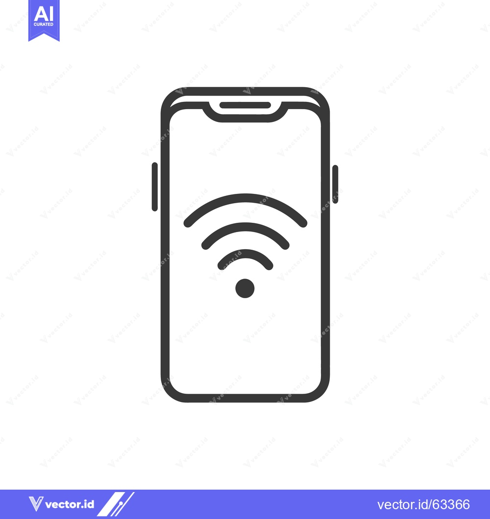 Premium Vector of Smartphone with WiFi Symbol: Minimalist Black and White Icon