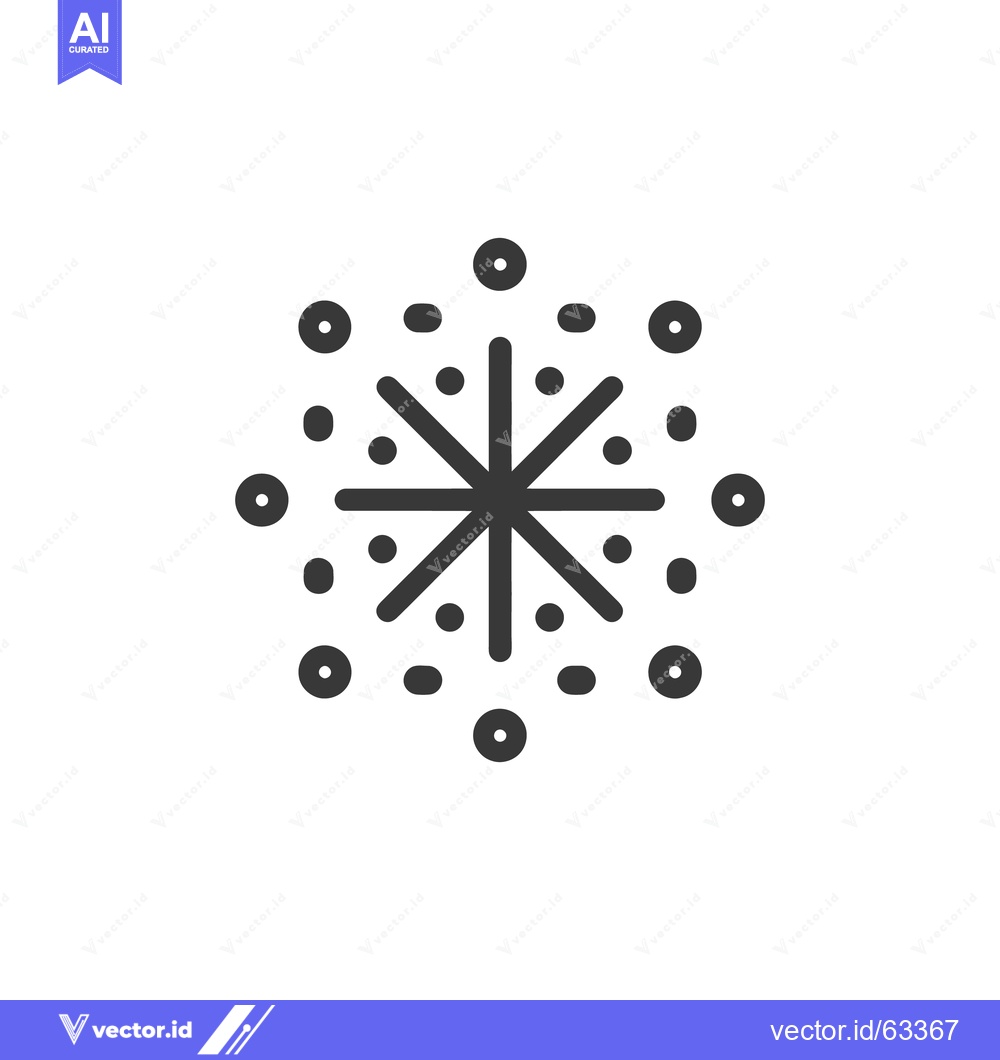 Premium Vector of Minimalist Snowflake Icon with Circular Accents on White Background