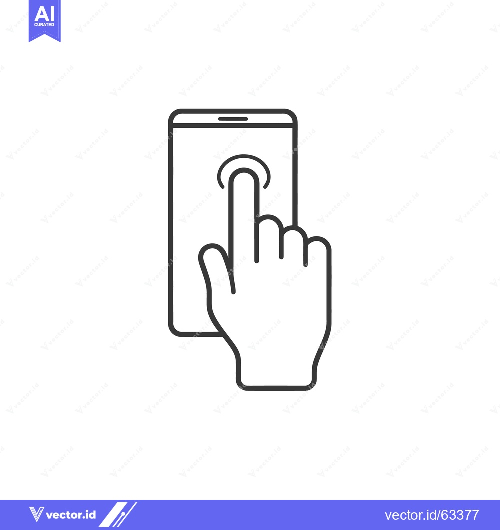 Premium Vector dari Finger Touching Smartphone Screen: Minimalist Line Art Icon