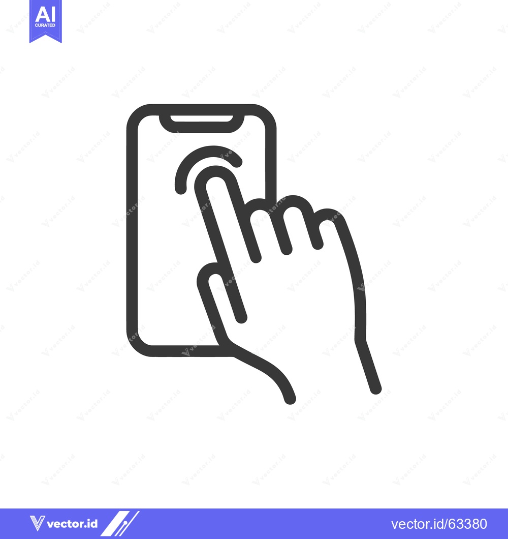 Premium Vector of Finger Touching Smartphone Screen: Minimalist Line Icon for Mobile Int