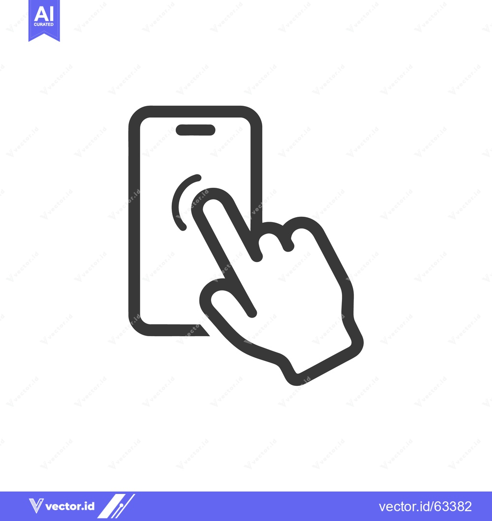 Premium Vector of Finger Tapping Smartphone Screen, Minimalist Icon Design, Modern Inter
