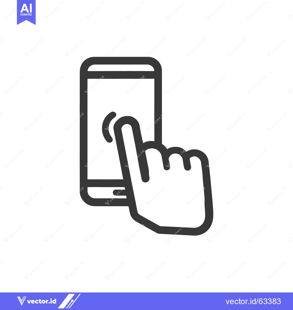 Premium Vector of Smartphone Touchscreen Interaction: Finger Tapping Mobile Device Icon