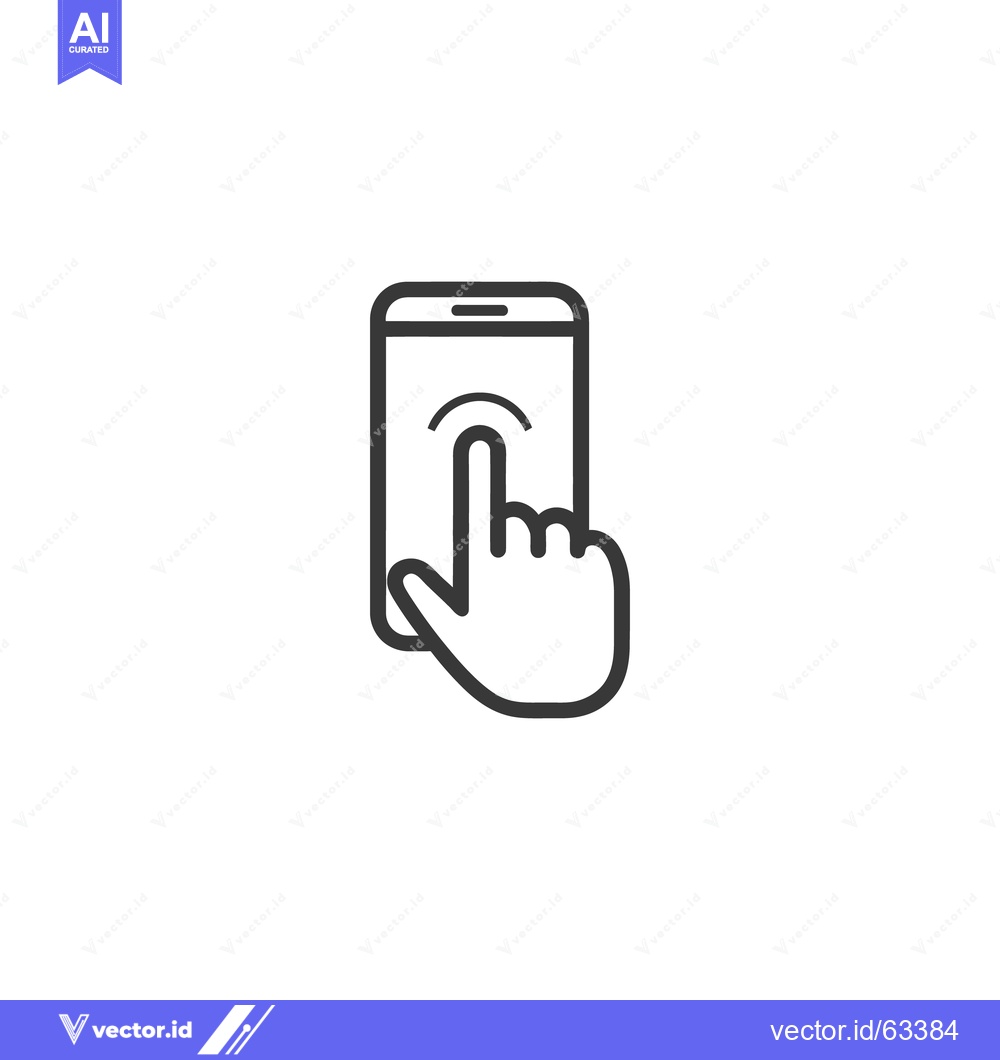 Premium Vector dari Finger Tapping Smartphone Screen: Minimalist Line Art Icon
