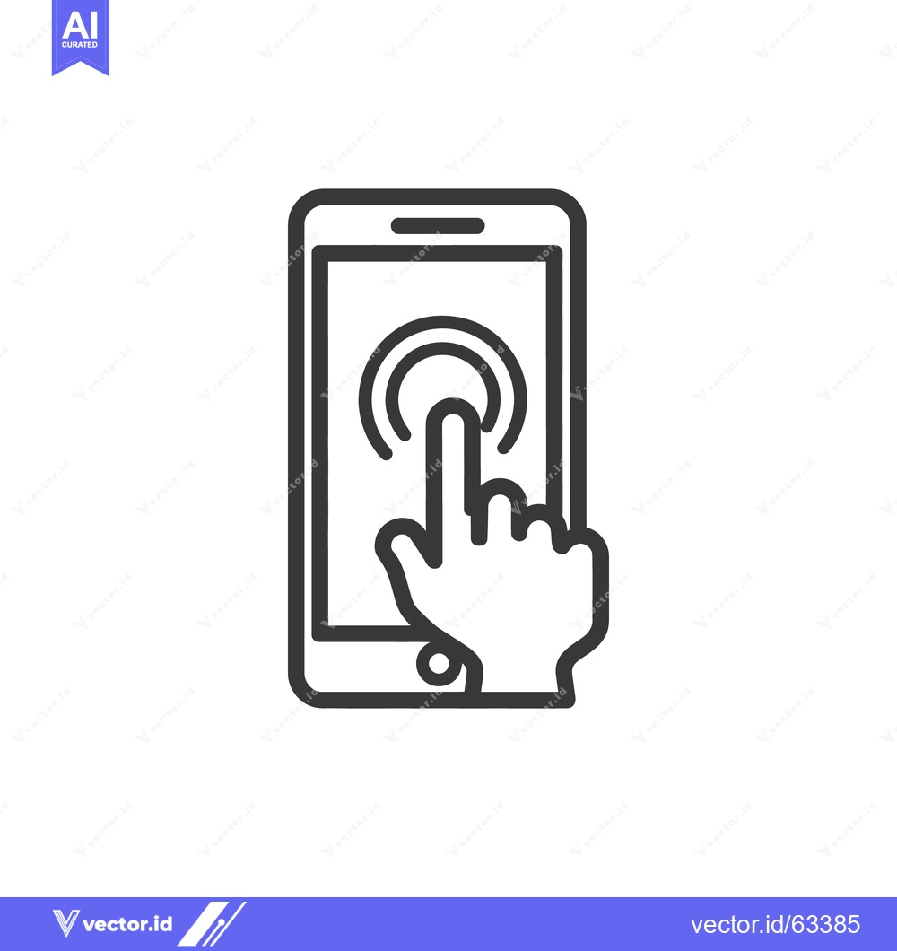 Premium Vector dari Smartphone Touchscreen Interaction: Finger Tapping Mobile Device Icon