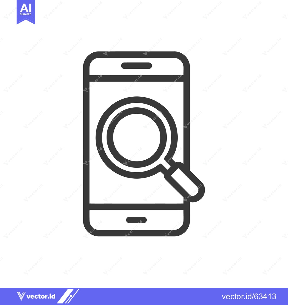 Premium Vector of Mobile Search: Magnifying Glass on Smartphone Screen, Line Art Icon
