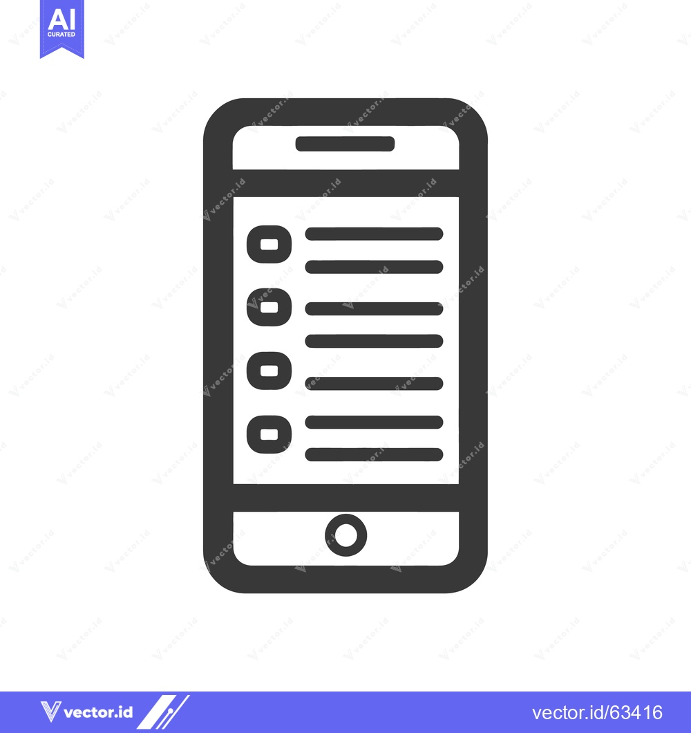Premium Vector dari Smartphone Checklist Icon: Streamlined Mobile Task Management Symbol