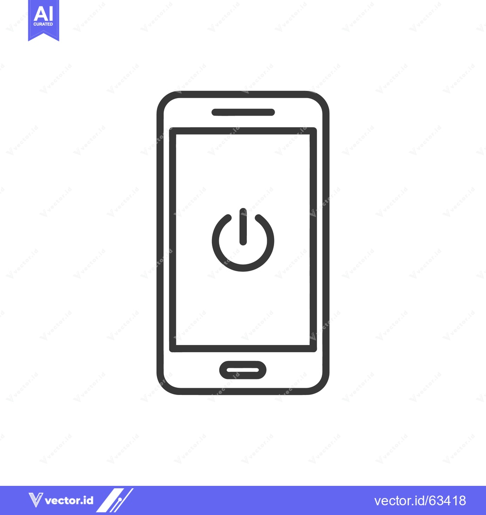 Premium Vector of Minimalist Smartphone Icon with Power Button, Outline Style