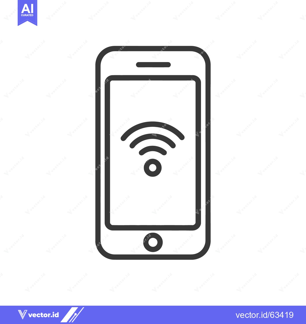 Premium Vector dari Minimalist Smartphone Icon with WiFi Symbol, Clean Line Art Design