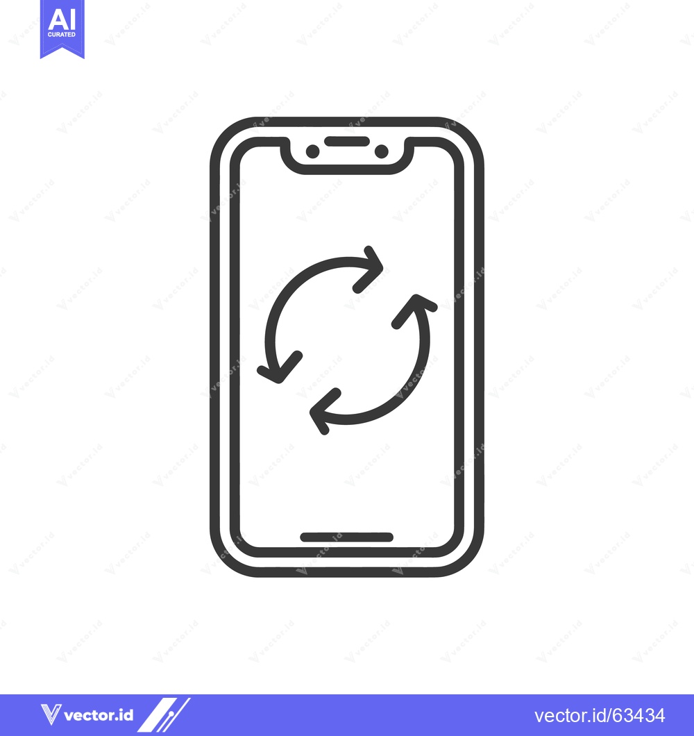 Premium Vector dari Smartphone with Circular Arrows Icon, Data Synchronization, Minimalist