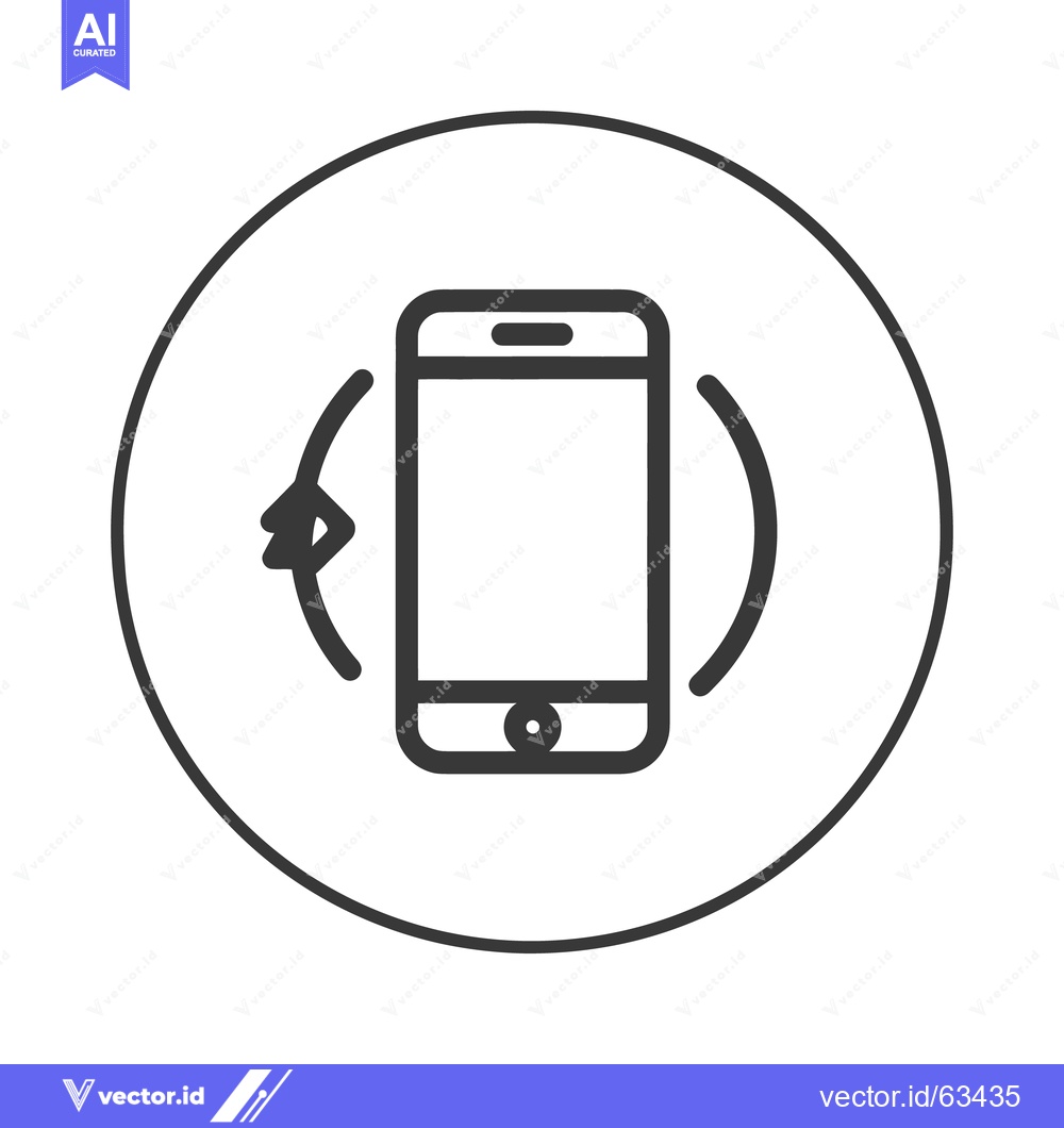 Premium Vector dari Smartphone Rotation Icon: Simple Black and White Design in Circle Fram