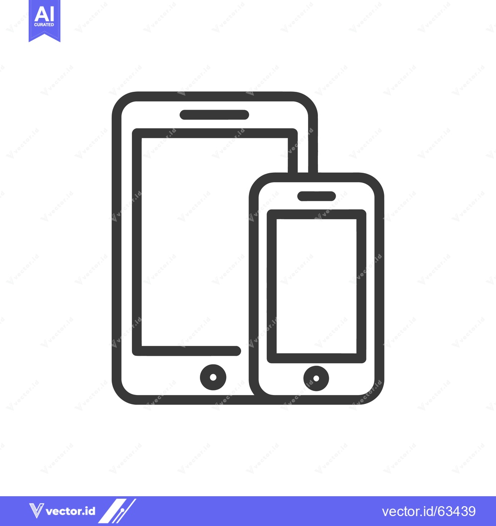 Premium Vector of Minimalist Tablet and Smartphone Icon, Modern Technology Outline Desig