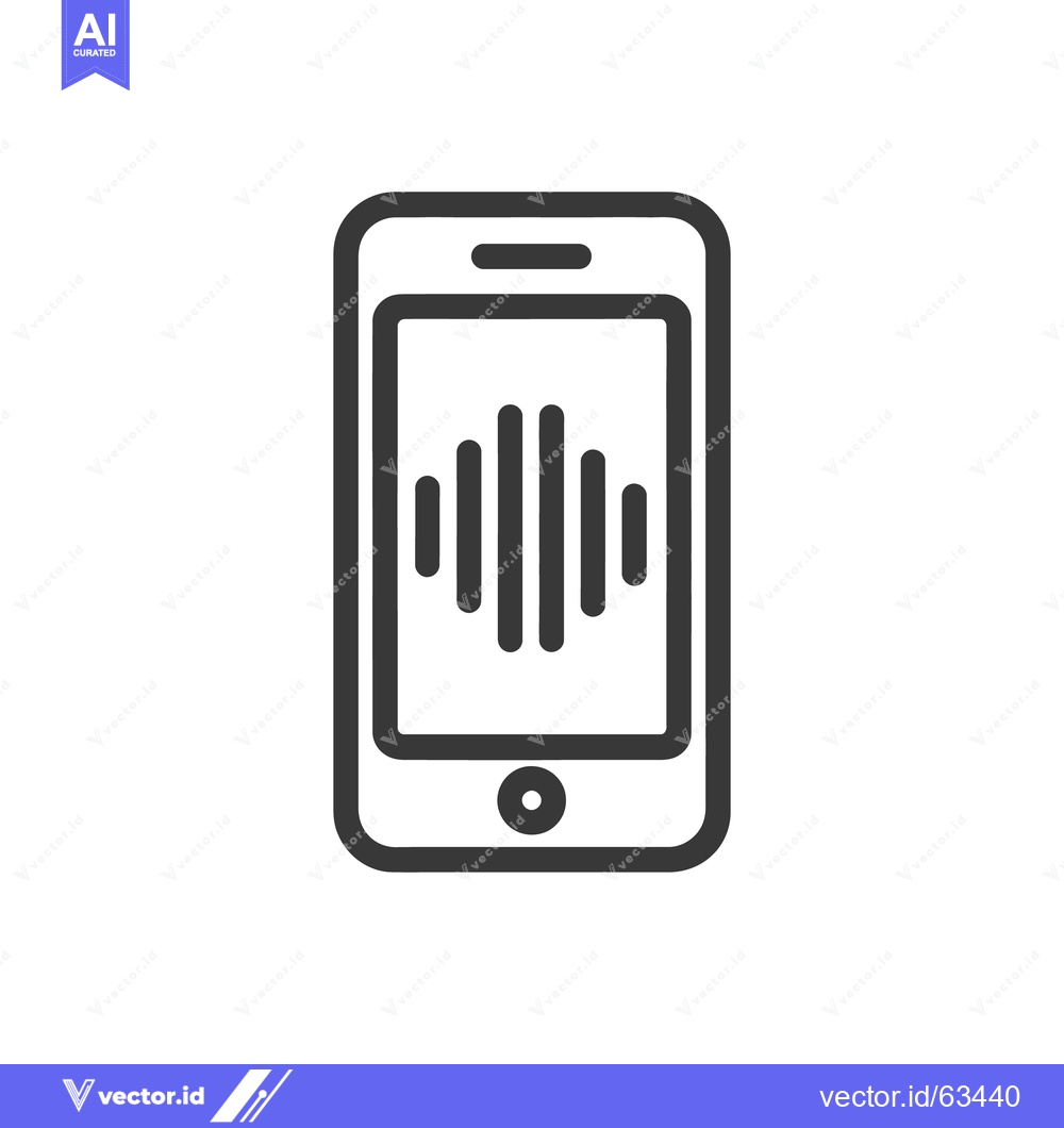 Premium Vector dari Smartphone Voice Recording Icon: Minimalist Design with Audio Waveform