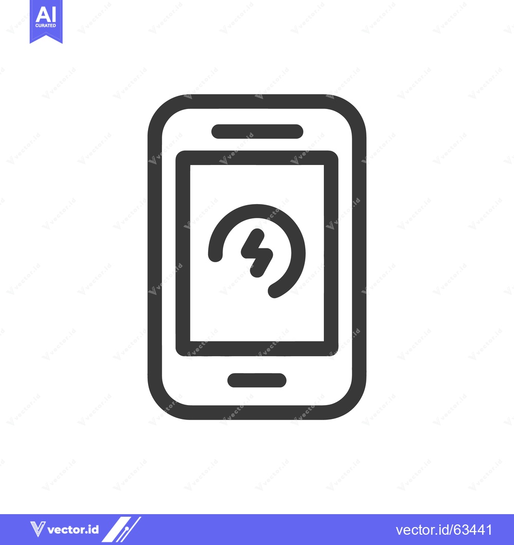 Premium Vector dari Smartphone Charging Icon: Modern Dark Gray Design on White Background