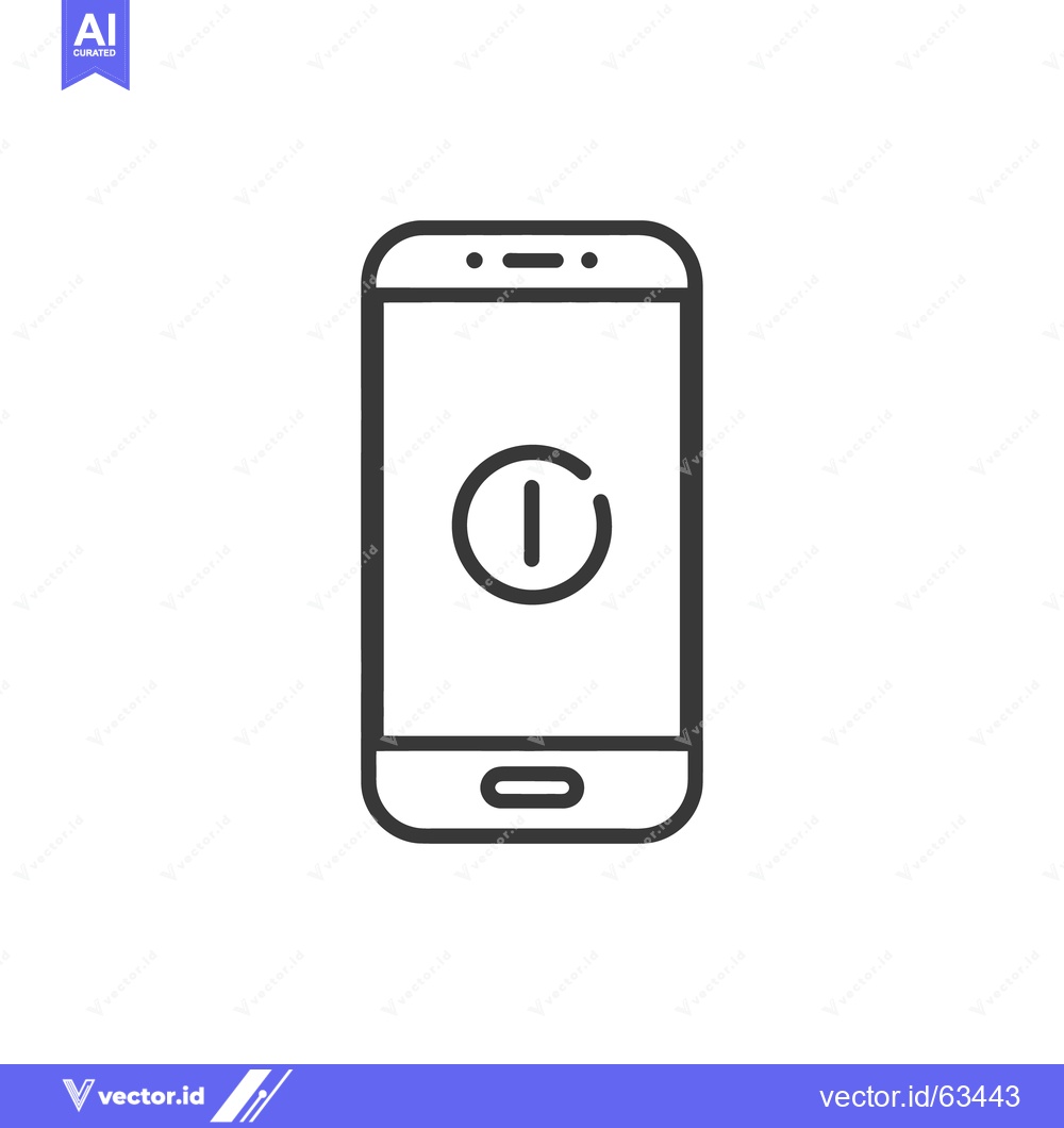 Premium Vector of Minimalist Smartphone Icon with Power Symbol on Screen, Outline Style