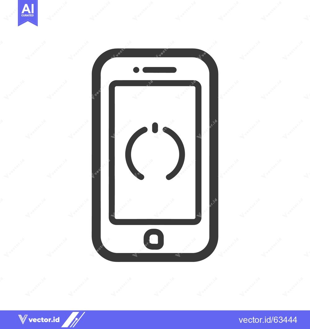 Premium Vector of Minimalist Smartphone Icon with Power Symbol on Screen, Black and Whit