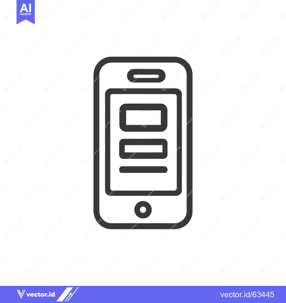 Premium Vector of Minimalist Smartphone Icon with Content Blocks on White Background