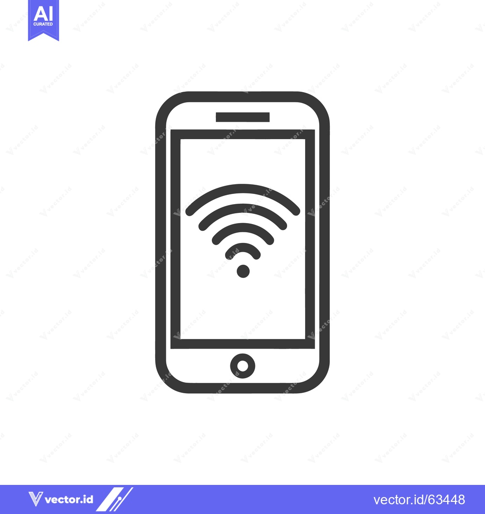 Premium Vector of Minimalist Smartphone Icon with WiFi Symbol in Center, Black Outline