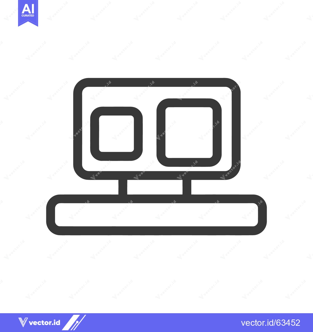 Premium Vector dari Minimalist Computer Icon: Two Windows, Rounded Edges, Bold Line