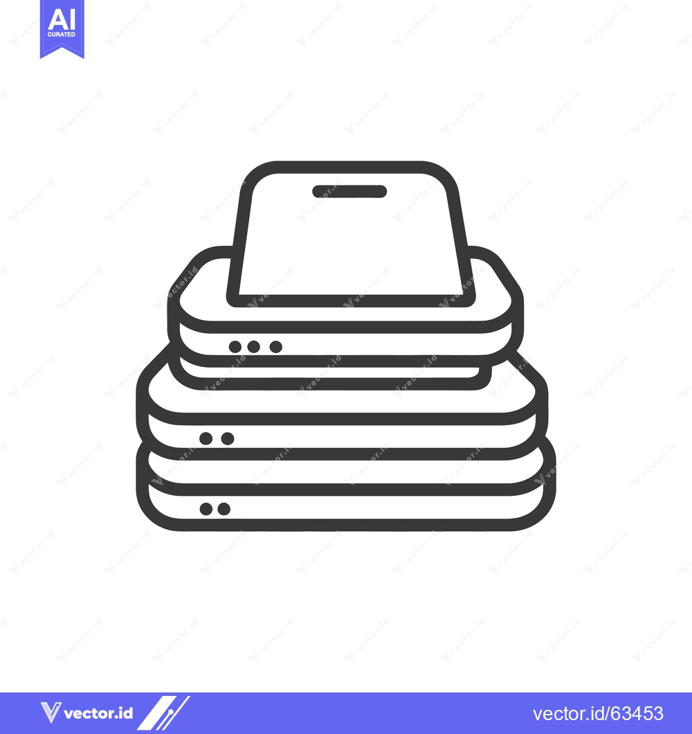 Premium Vector of Stacked Servers Icon: Data Storage and Network Infrastructure Outline